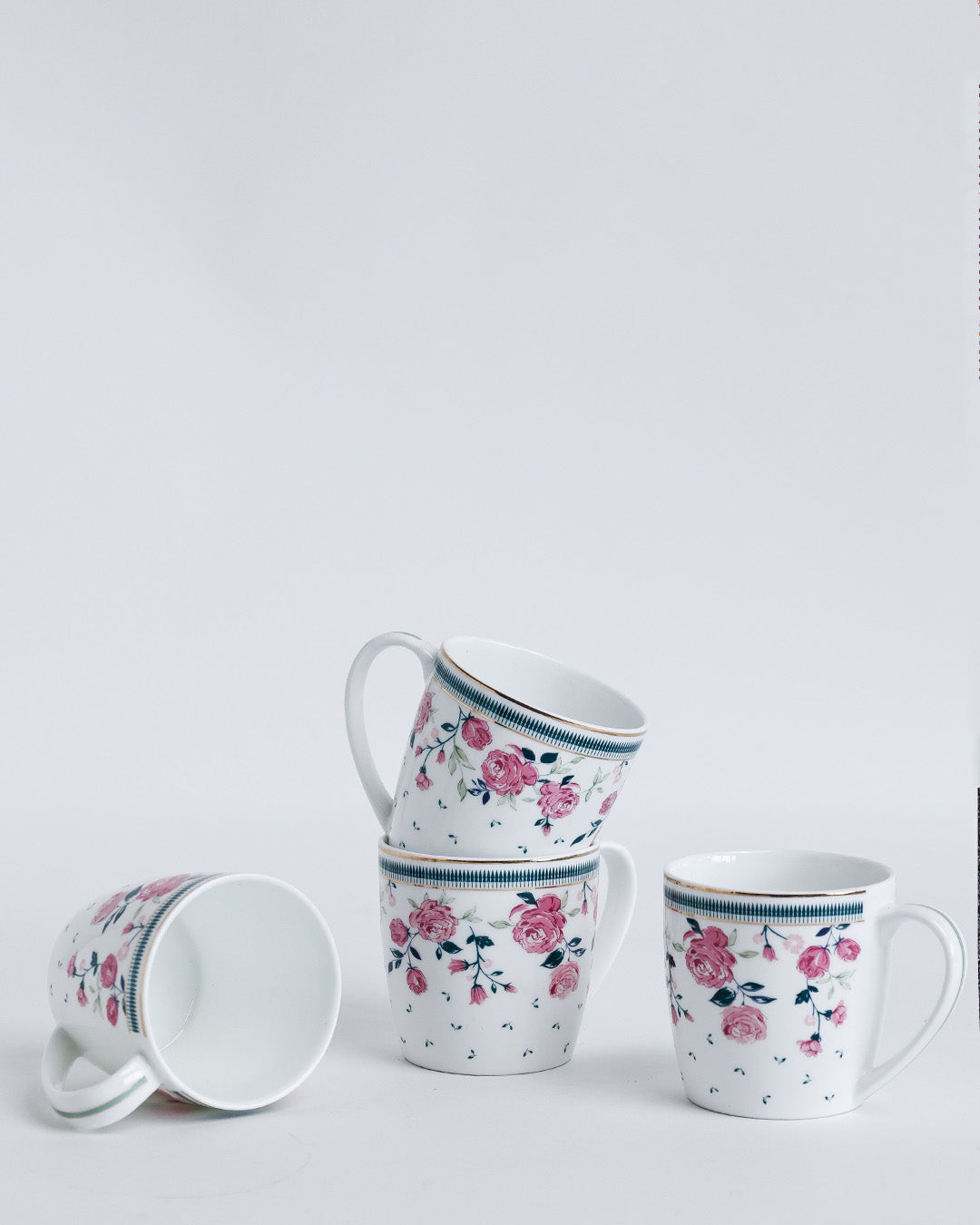 Magique by The Wishing Chair x Clay Craft, Portrait of a Rose 1 Charlie Platter with 4 Alton Mug Set