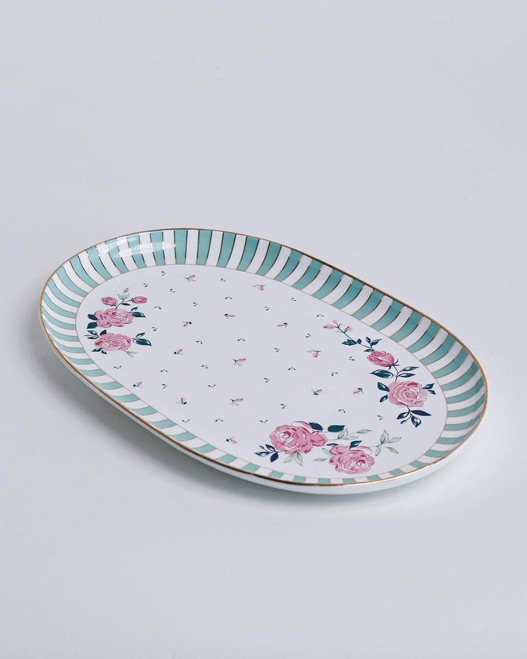 Magique by The Wishing Chair x Clay Craft, Portrait of a Rose 1 Big Charlie Platter with 4 Dessert  Mini Plates