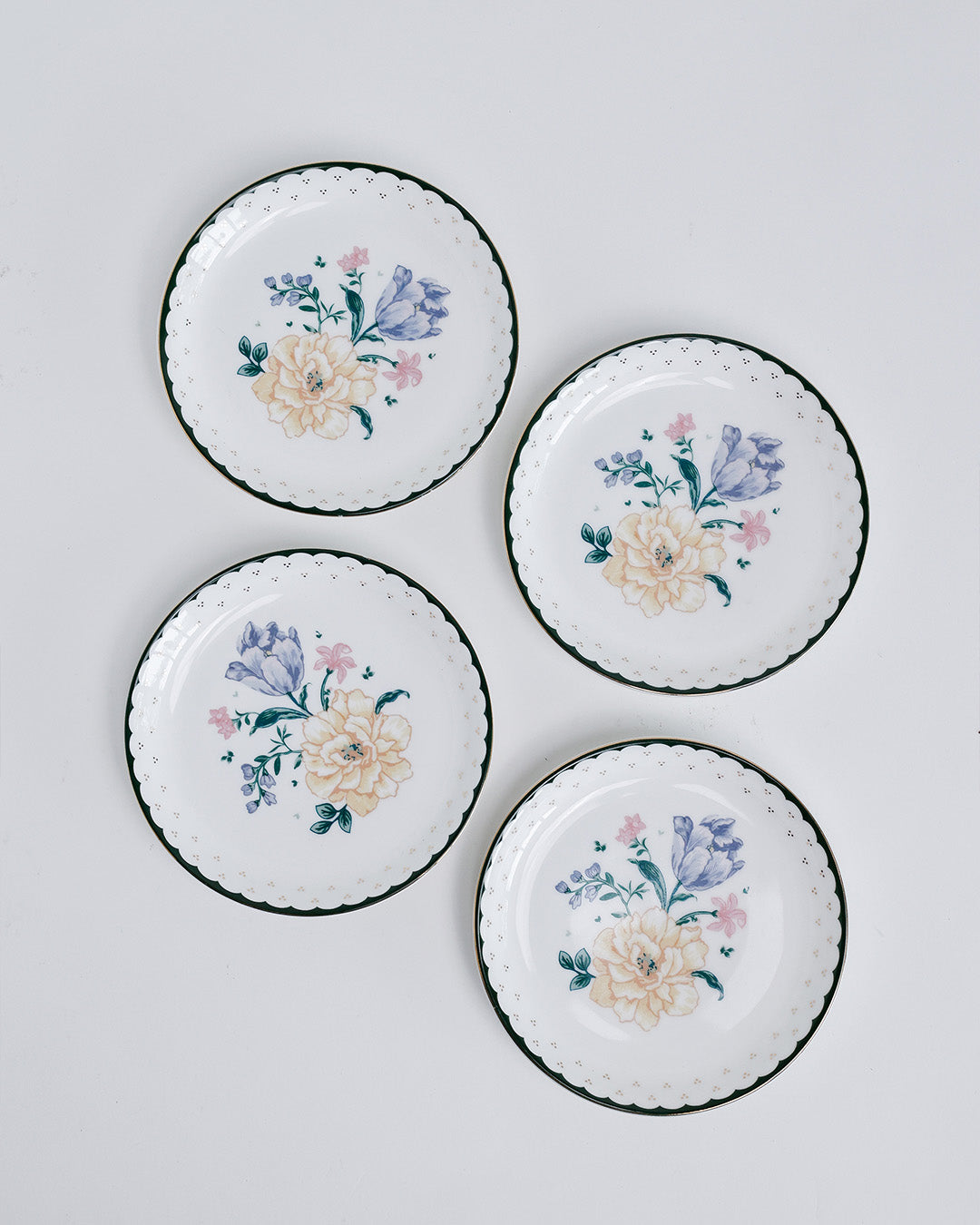 Magique by The Wishing Chair x Clay Craft, Emerald Ribbon Zing Coffee Mug with Dessert Plates Set of 8 Pcs (4 Mugs + 4 Plate)
