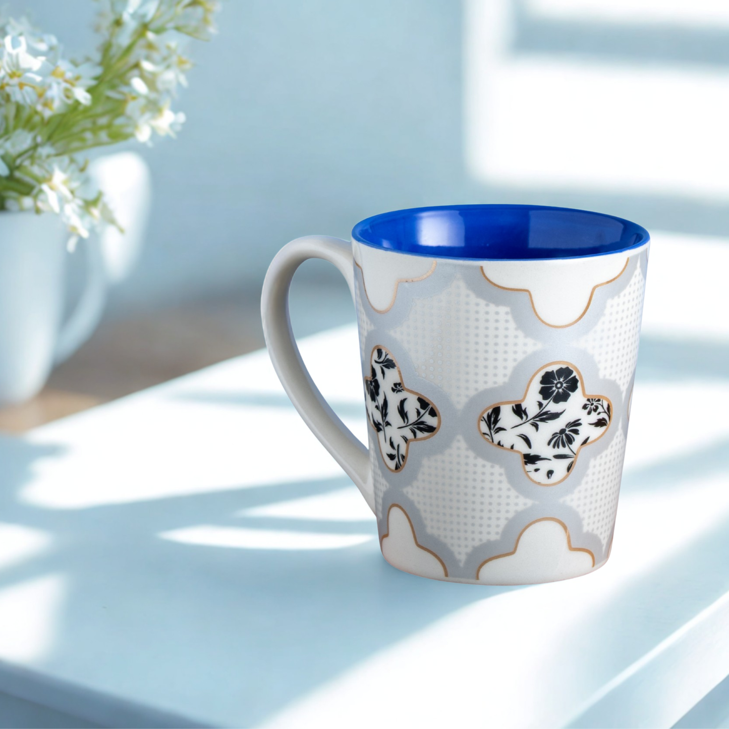 Clay Craft Lucas Pebble Grey Porcelain Mug  Set of 2, 350 ml Perfect for Tea, Coffee & Milk