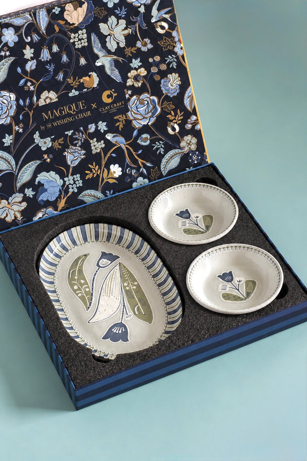 Magique By The Wishing Chair X Clay Craft, Tulip Garden Textures Charlie 25 Cm Platter & Bowl Set