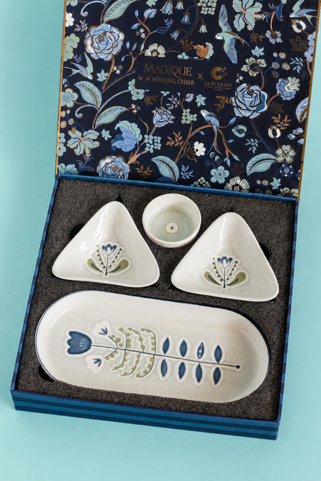Magique By The Wishing Chair X Clay Craft, Tulip Garden Textures Dune Platter Dip Tri Serving Set