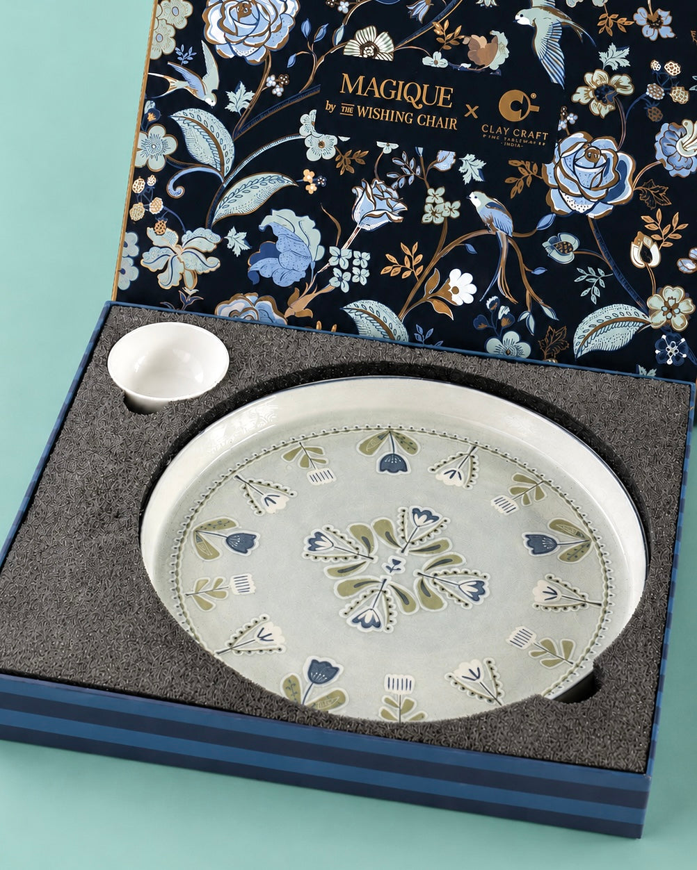 Magique By The Wishing Chair X Clay Craft, Tulip Garden Textures Koras 27 Cm Chip & Dip Serving Set