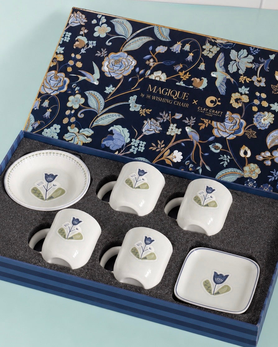 Magique By The Wishing Chair X Clay Craft, Tulip Garden Textures Mugs & Serving Set