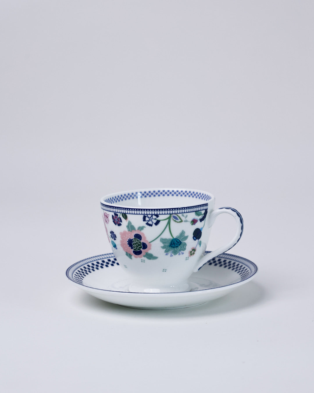 Magique x Clay Craft – Indigo Chintz King Cup & Saucer Set of 12 (180ml)-(T04)