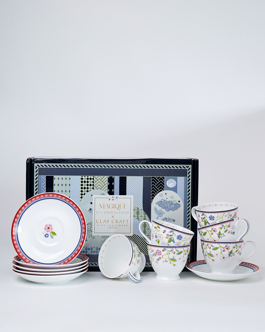 Magique x Clay Craft – Indian Summer King Cup & Saucer Set of 12 (180ml)-(T05)