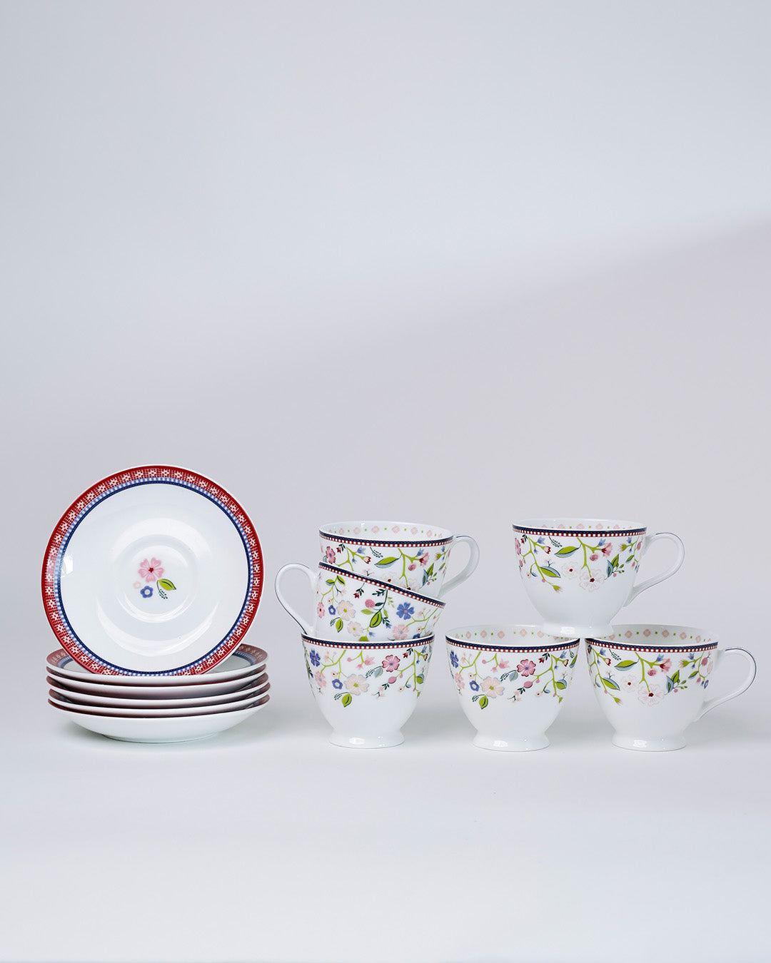 Magique by The Wishing Chair x Clay Craft Indian Summer King Ceramic Cup & Saucer Set, 180ml, Set of 12