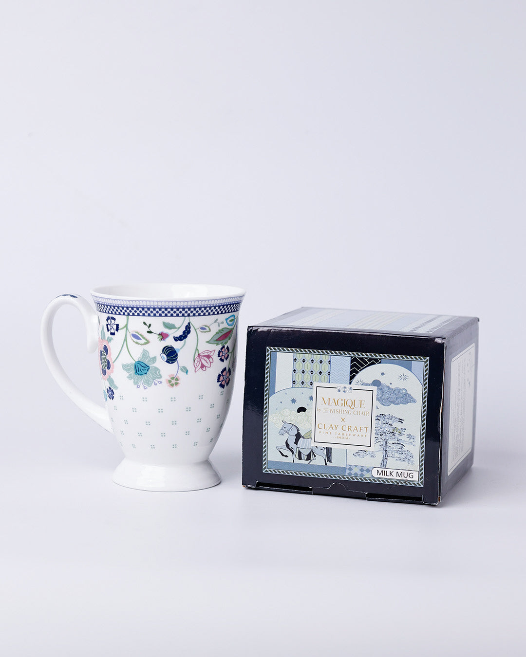 Magique x Clay Craft – Indigo Chintz Alley Milk/ Coffee Mug, 1 Piece, 300 ml