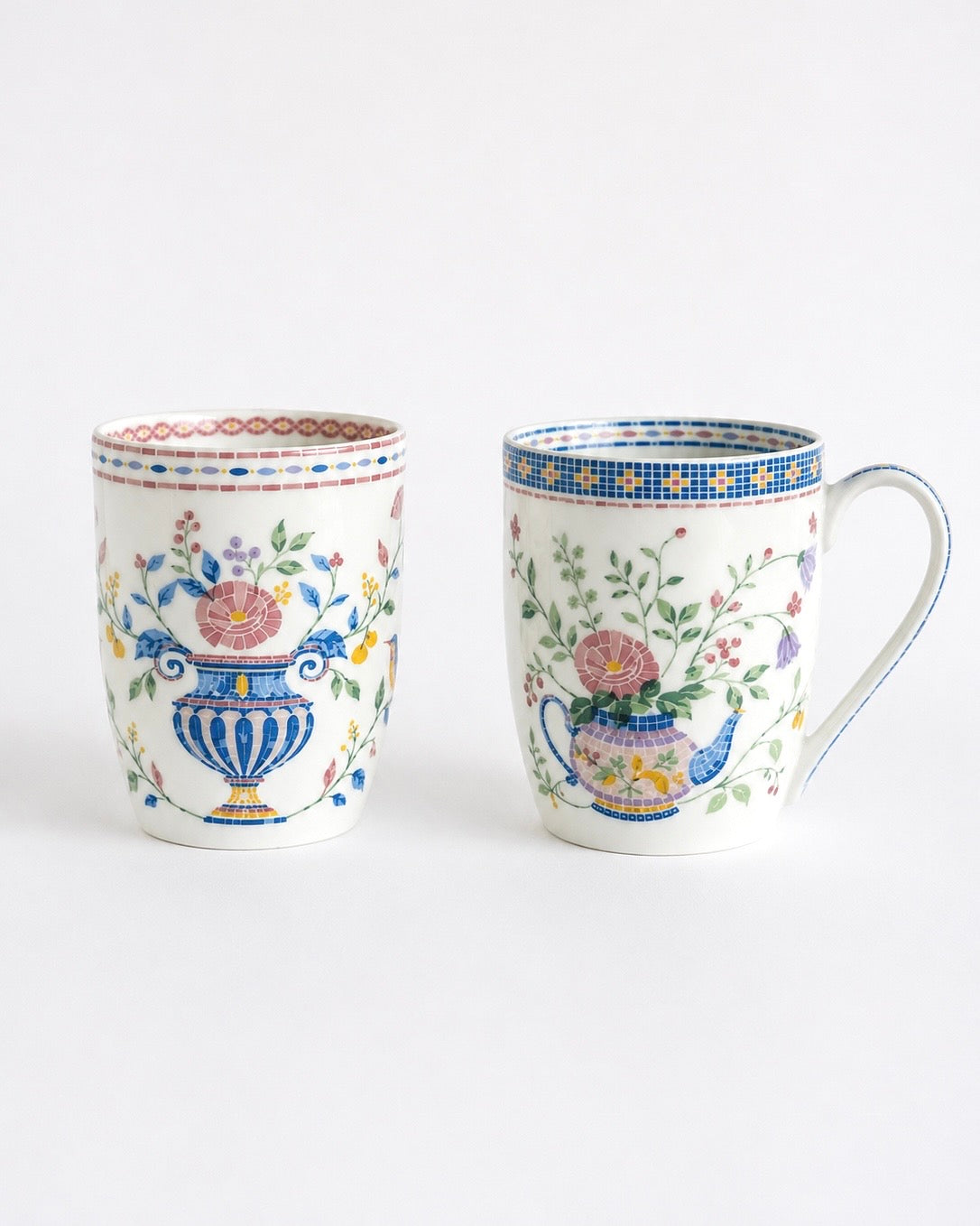 Magique by The Wishing Chair x Clay Craft, Mosaic Garden Oxford Milk Mug, Set of 2, 300ml each