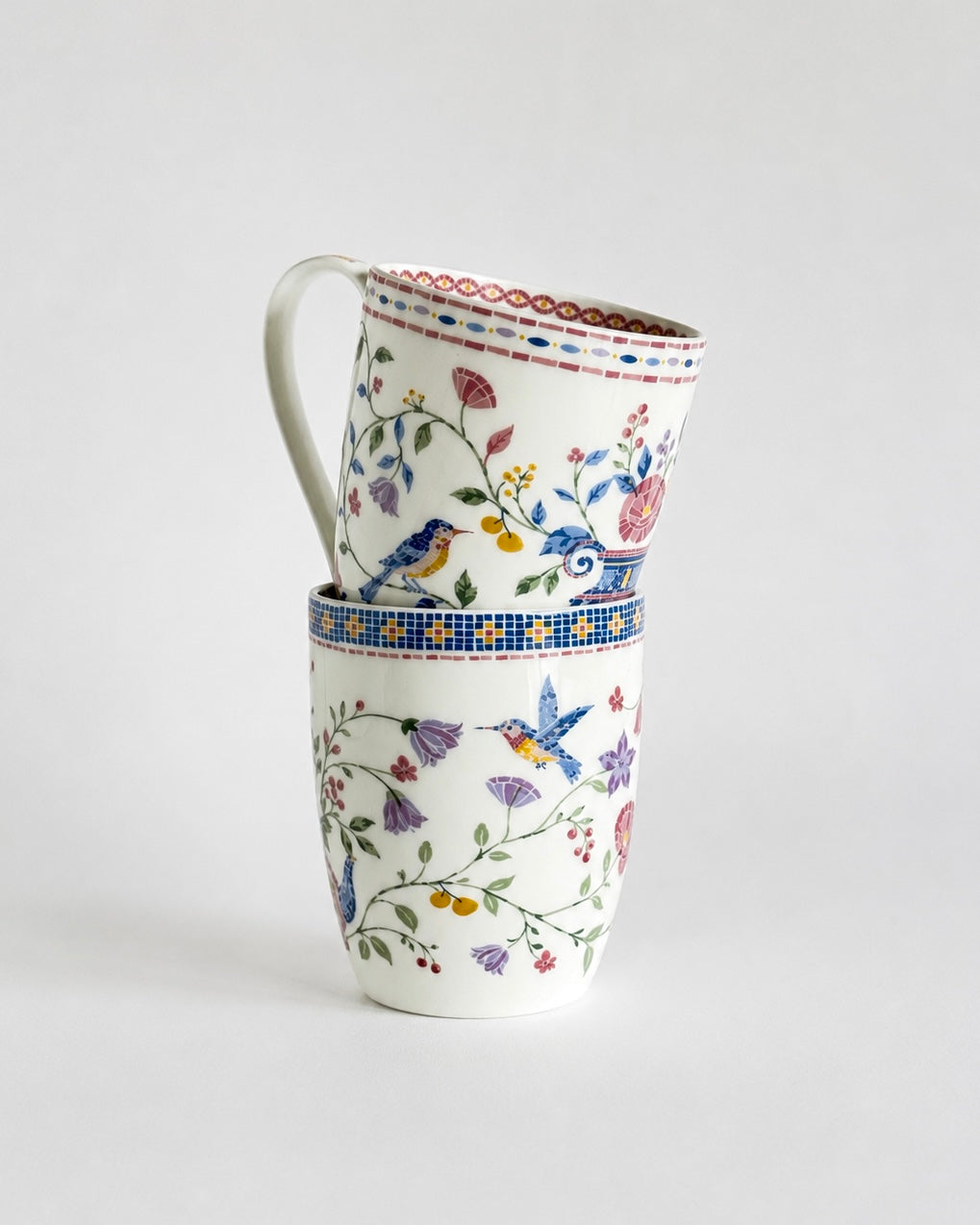 Magique by The Wishing Chair x Clay Craft, Mosaic Garden Oxford Milk Mug, Set of 2, 300ml each