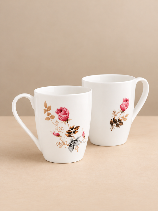 Oxford Floral Coffee & Milk Mug, 310ml, Set of 2, 082