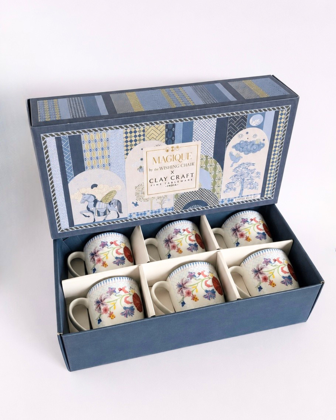 Magique x Clay Craft – French Country side Alton Coffee Mug Set of 6, 180 ml, FC468
