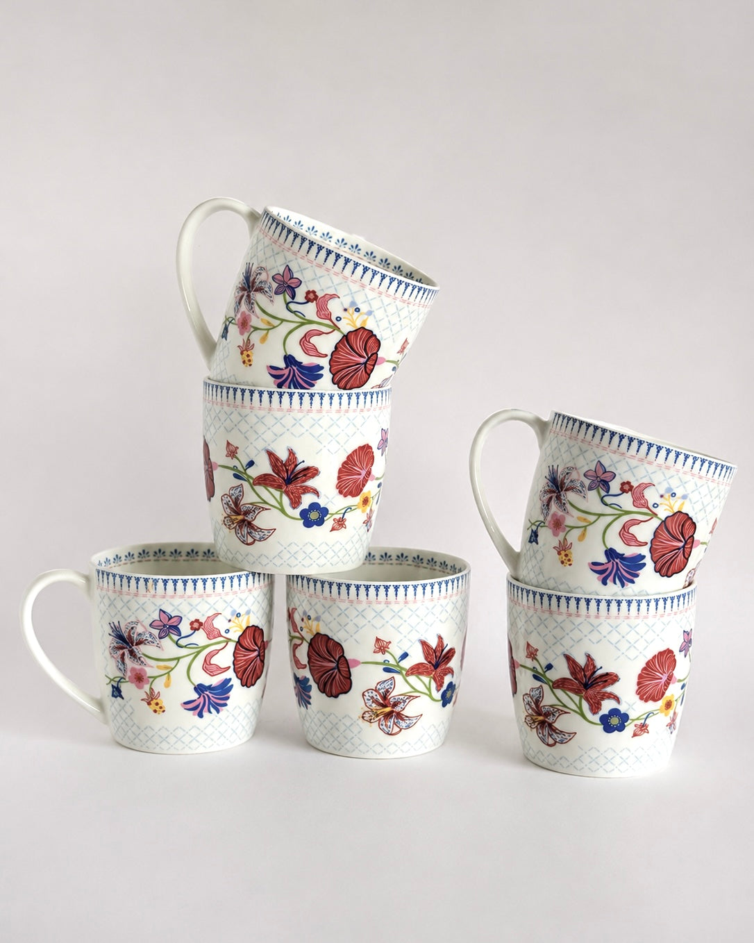 Magique x Clay Craft – French Country side Alton Coffee Mug Set of 6, 180 ml, FC468