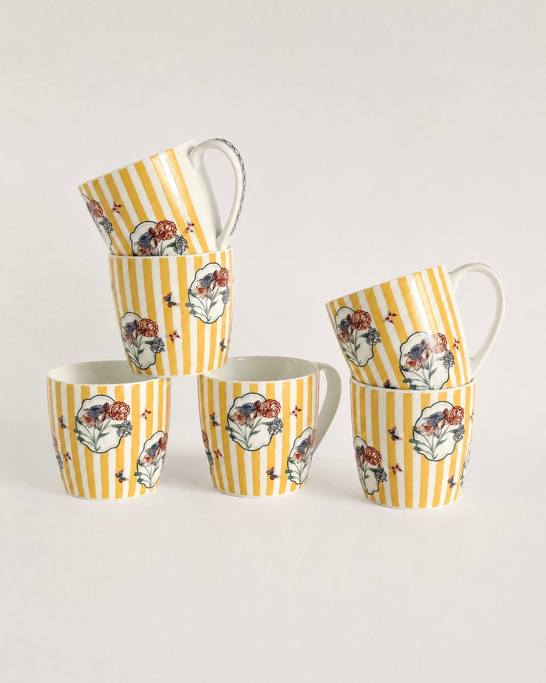 Magique x Clay Craft – Bloom Society Alton Coffee Mug Set of 6, 180 ml-(BS462)