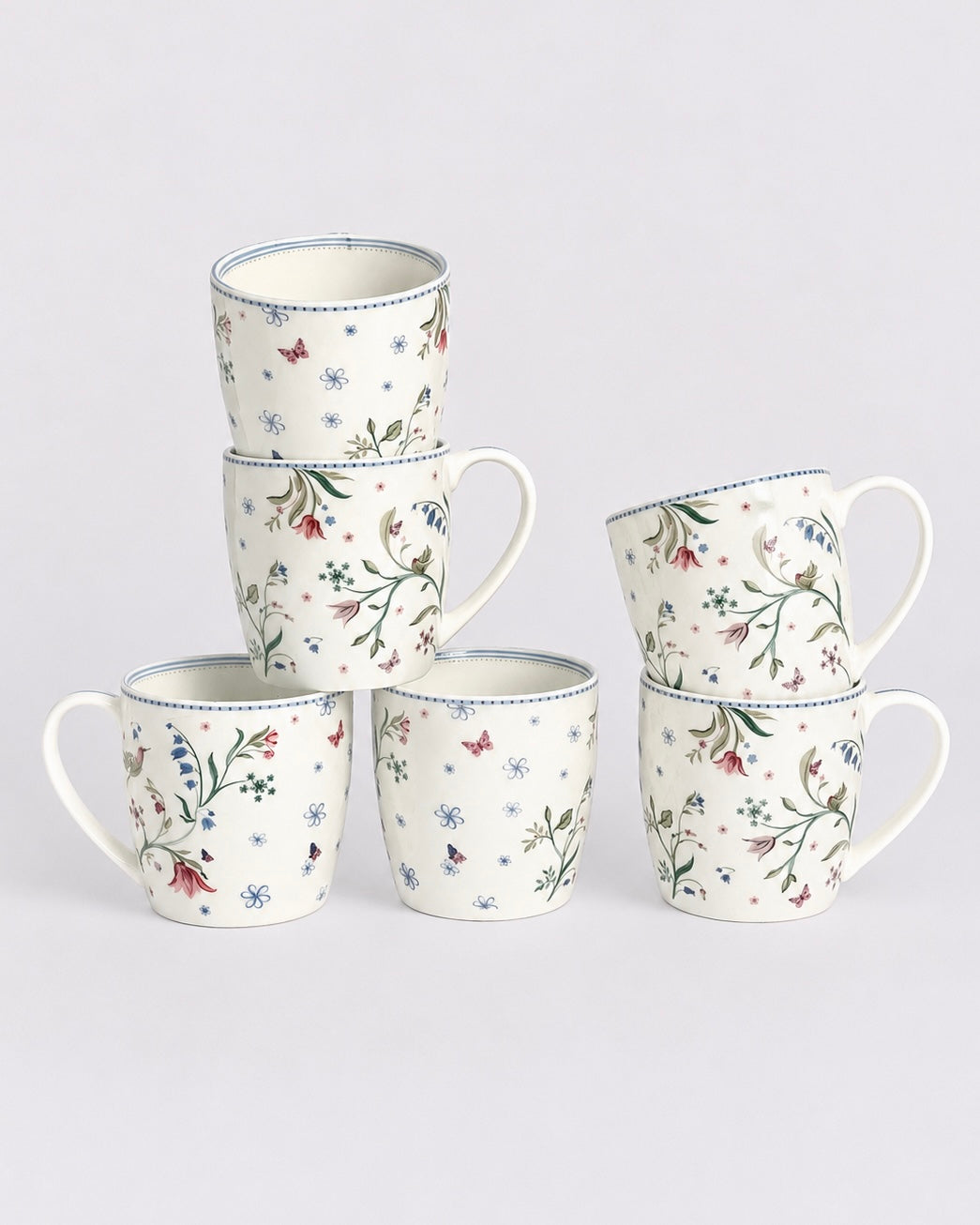 Magique x Clay Craft – Velvet Willow Alton Coffee Mug Set of 6, 180 ml-(FC468)