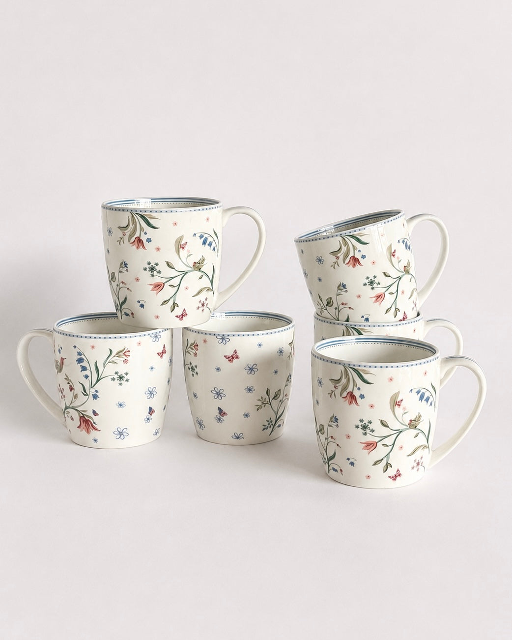 Magique x Clay Craft – Velvet Willow Alton Coffee Mug Set of 6, 180 ml-(FC468)