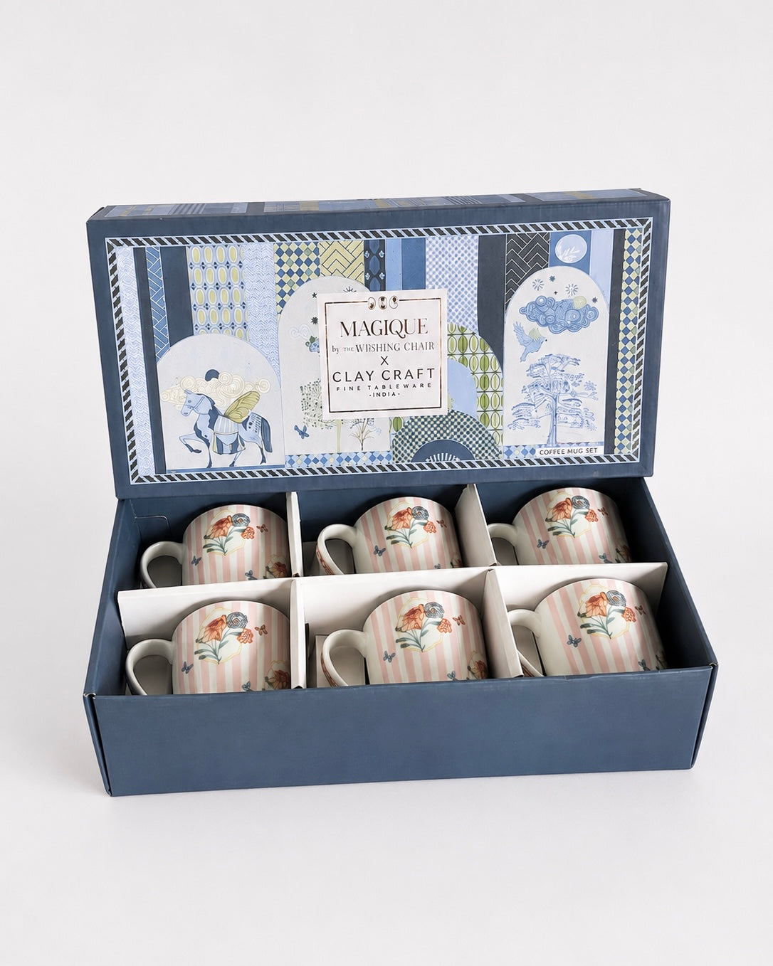 Magique x Clay Craft – Bloom Society Alton Coffee Mug Set of 6, 180 ml-(BS462)