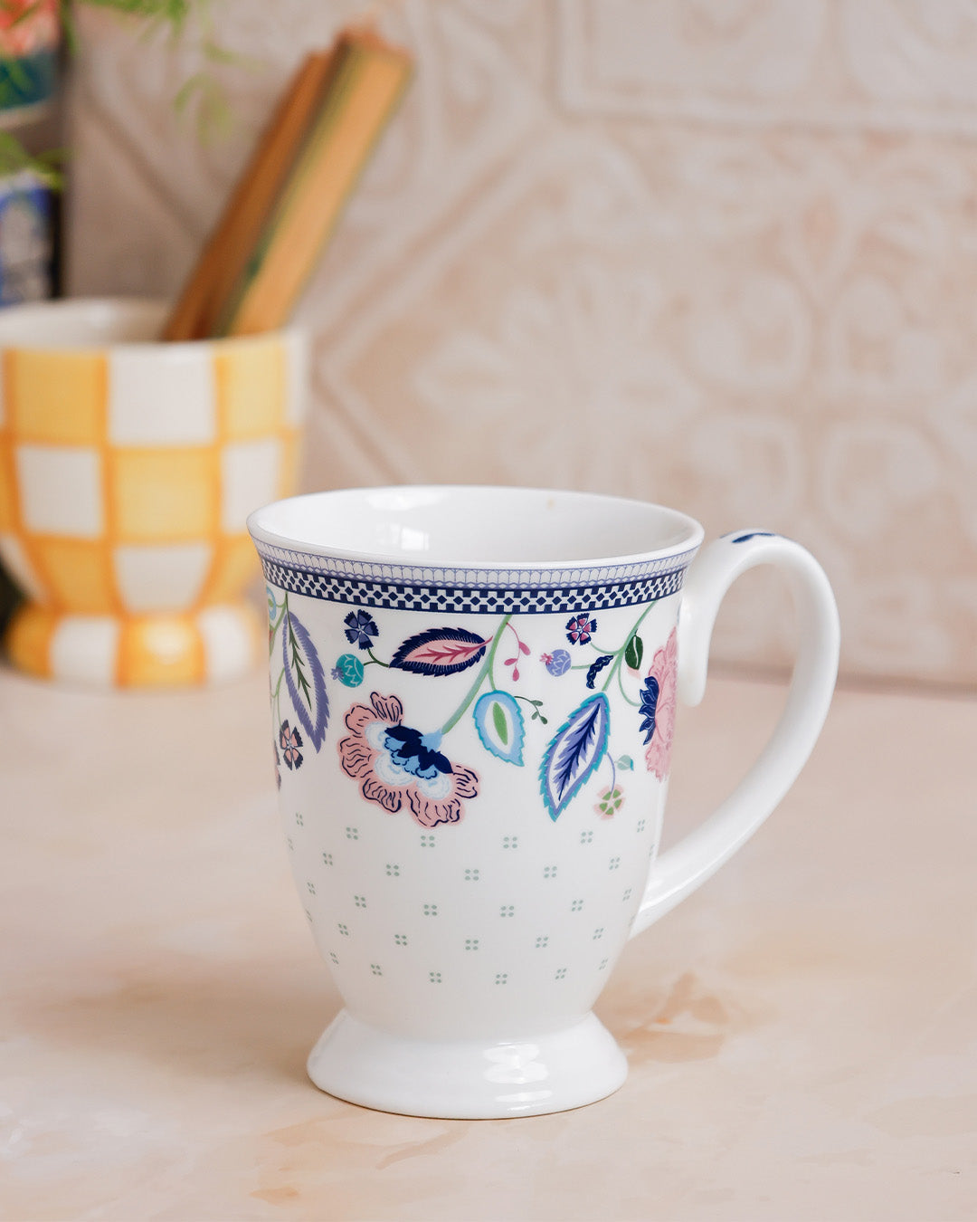 Magique x Clay Craft – Indigo Chintz Alley Milk/ Coffee Mug, 1 Piece, 300 ml