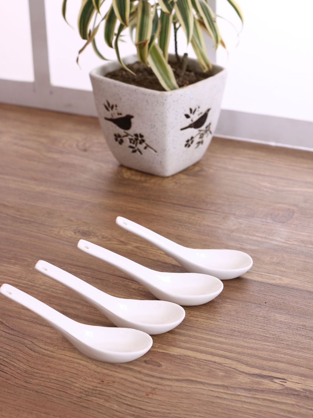 Clay Craft Basic Soup Spoon, Plain White, 4 pieces