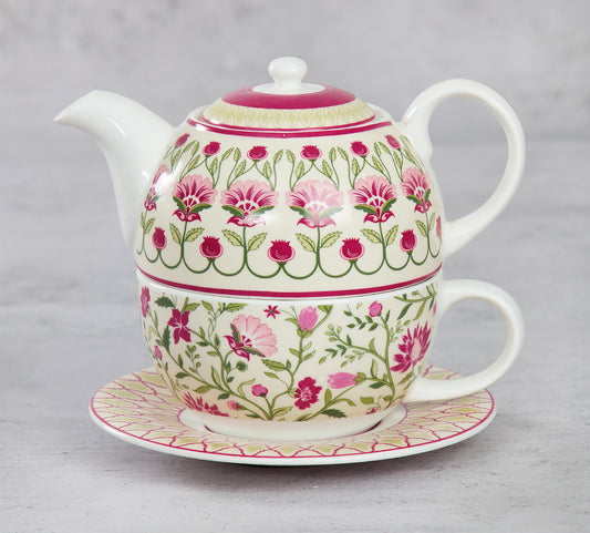 India Circus Rose Mallow Tea for One Set of 3 (1 Teapot, 1 Cup and 1 Saucer)