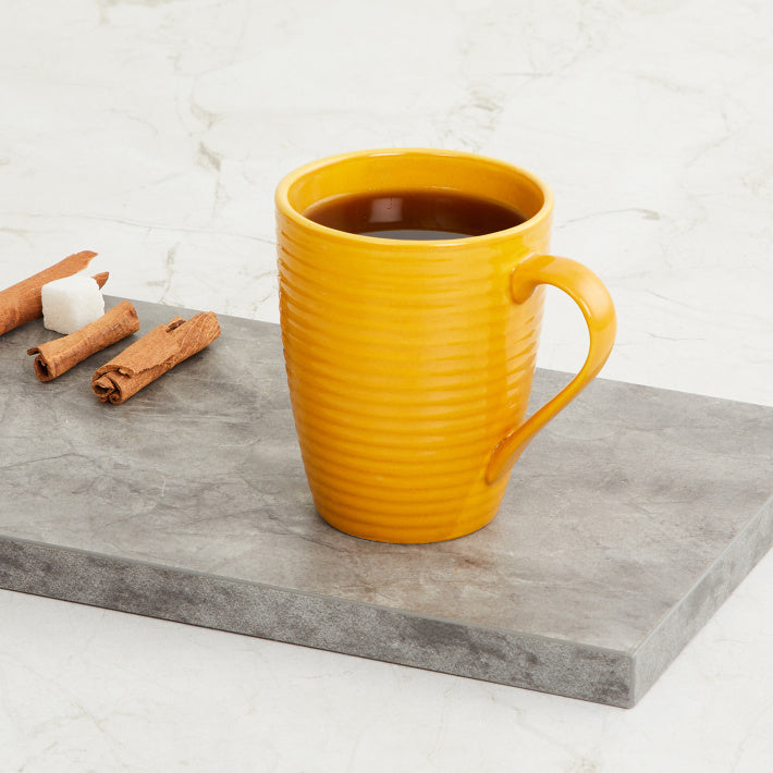 Stripe Coffee & Milk Mug, 350ml, 1 Piece (Yellow)