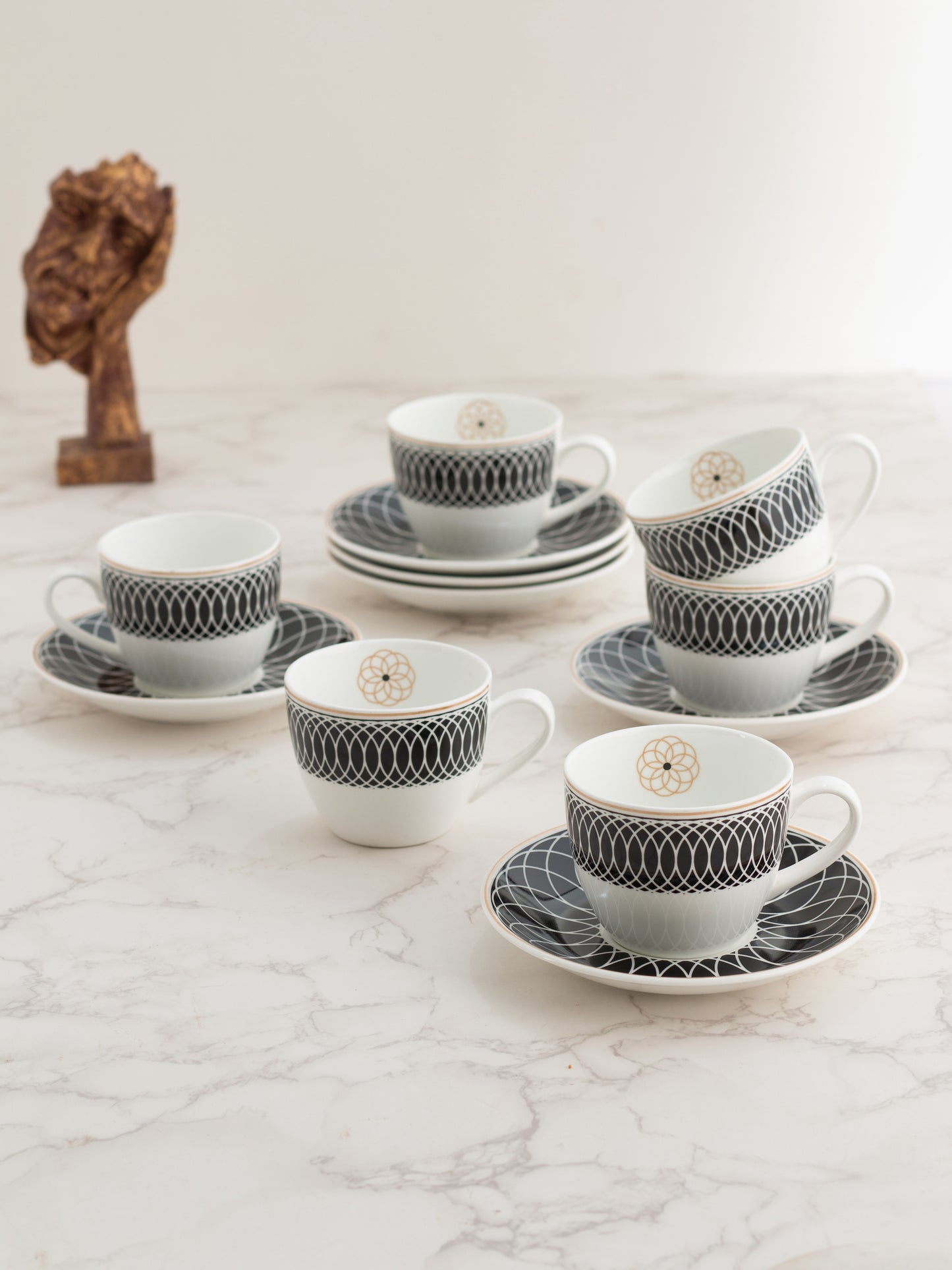 Cream Super Cup & Saucer, 170ml, Set of 12 (6 Cups + 6 Saucers) (S302)