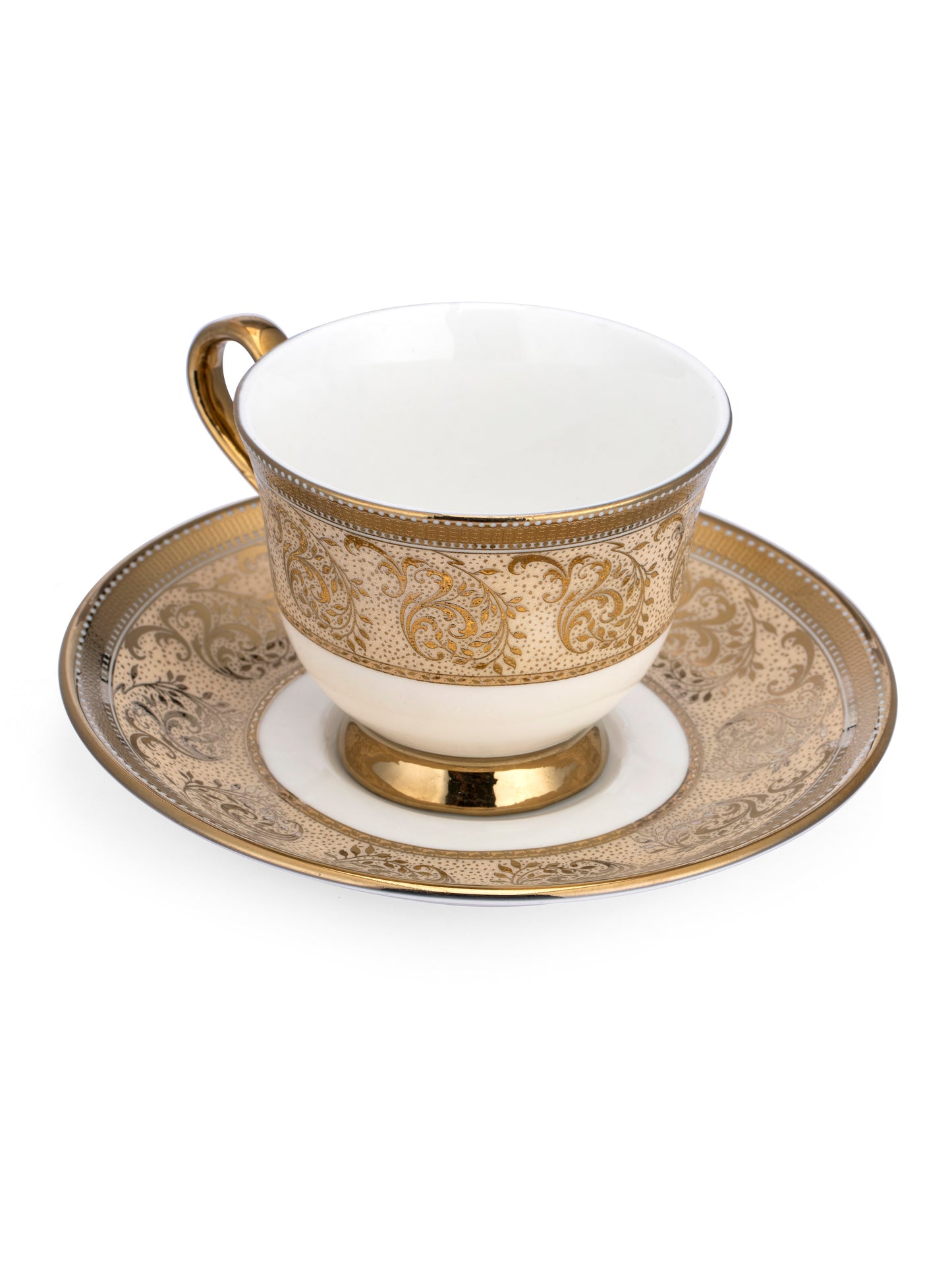 New Georgian Ebony Cup & Saucer, 140ml, Set of 12 (6 Cups + 6 Saucers) (E646)
