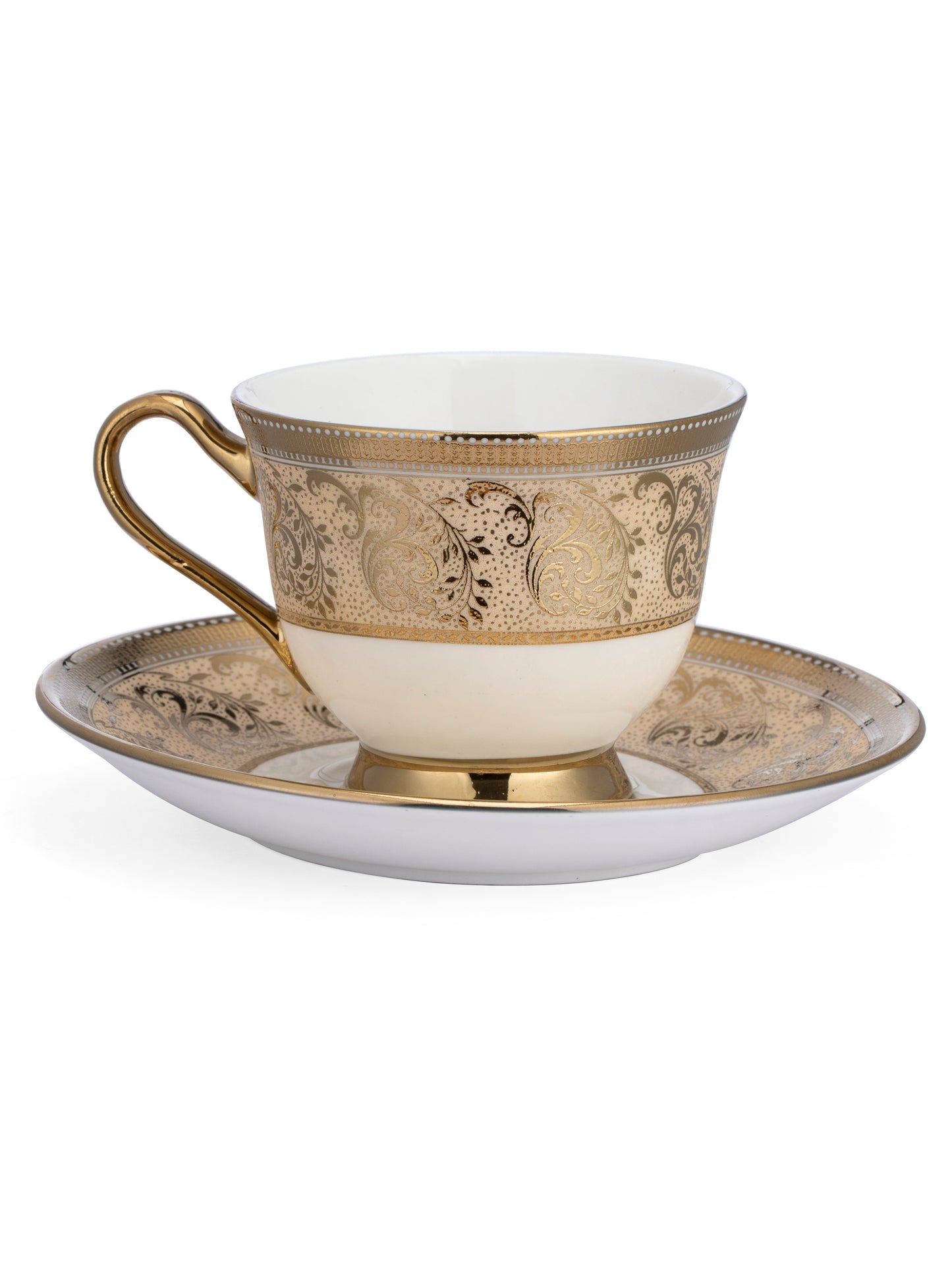 New Georgian Ebony Cup & Saucer, 140ml, Set of 12 (6 Cups + 6 Saucers) (E646)