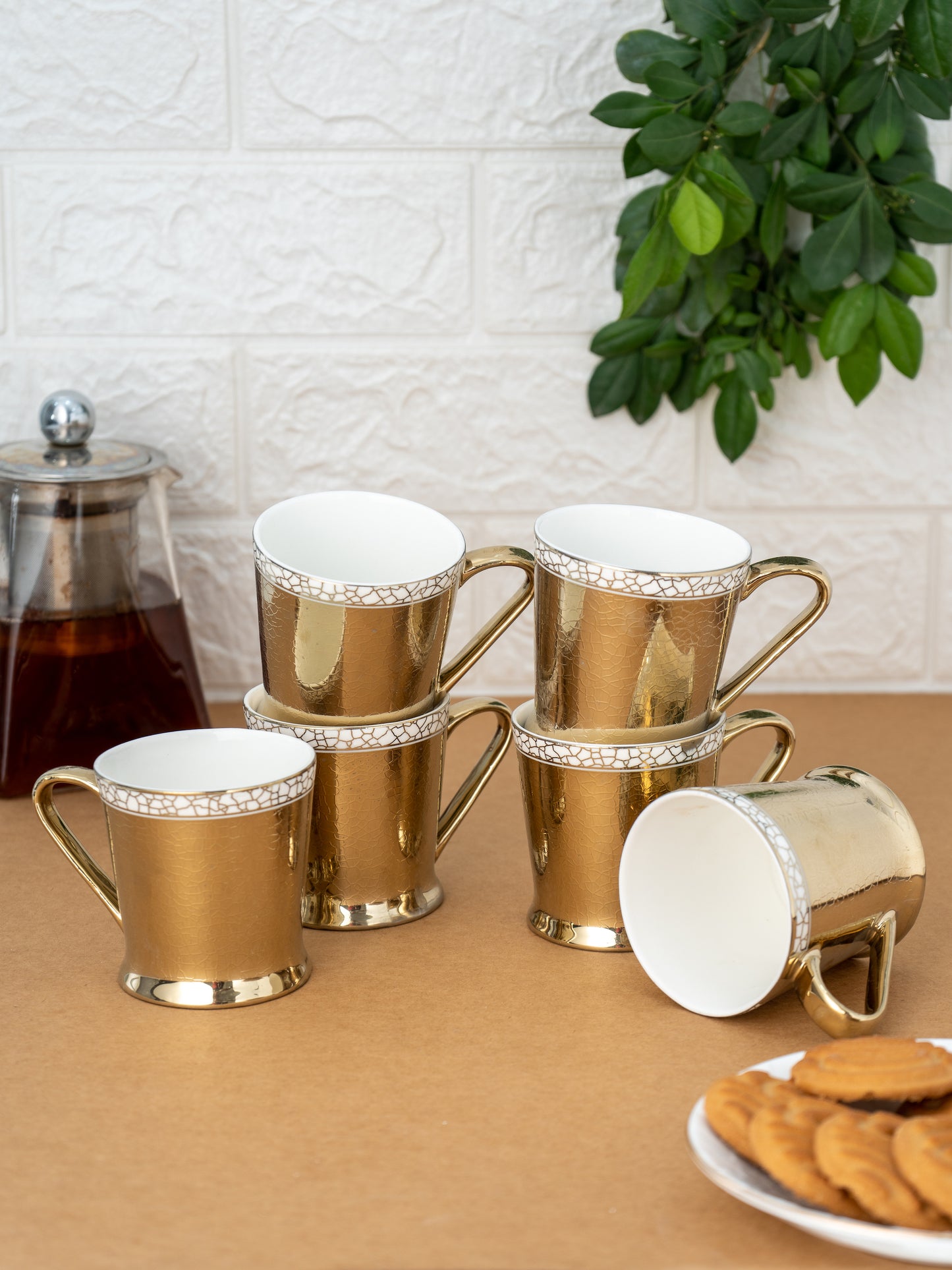 Peter Ebony Coffee & Tea Mugs, 220ml, Set of 6 (E697)