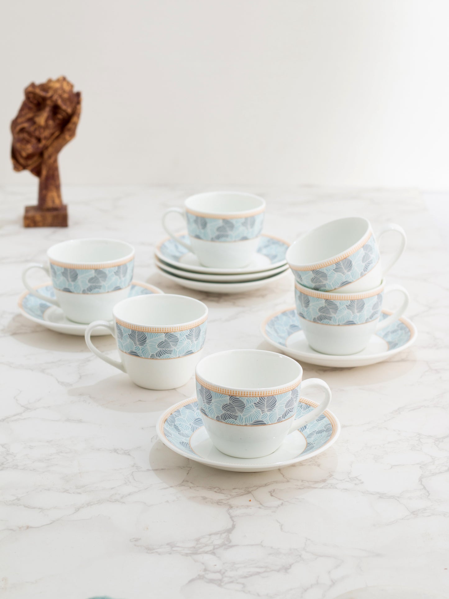 Cream Super Cup & Saucer, 170ml, Set of 12 (6 Cups + 6 Saucers) (S366)