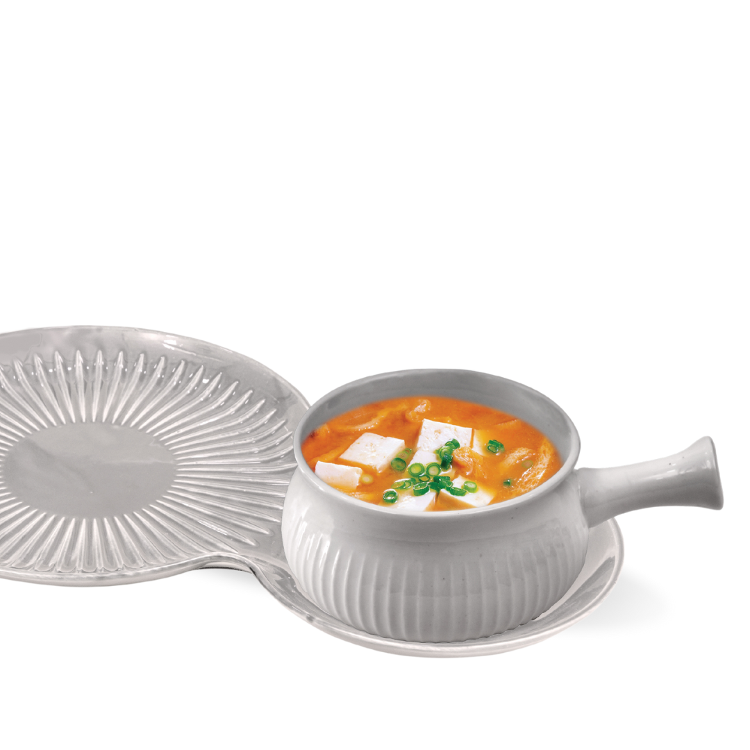 Grande Bowl and Large Plate Set for Snack and Serving, 2 pcs, Grey