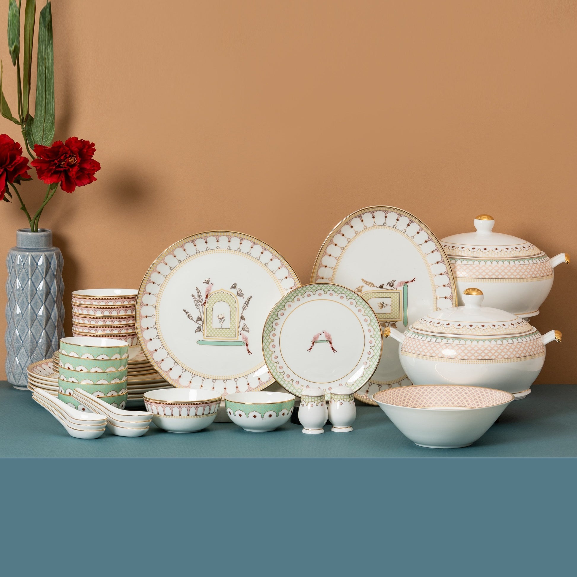 Urmi Royal Velvet Dinner Set of 38 (RV905) Clay Craft India