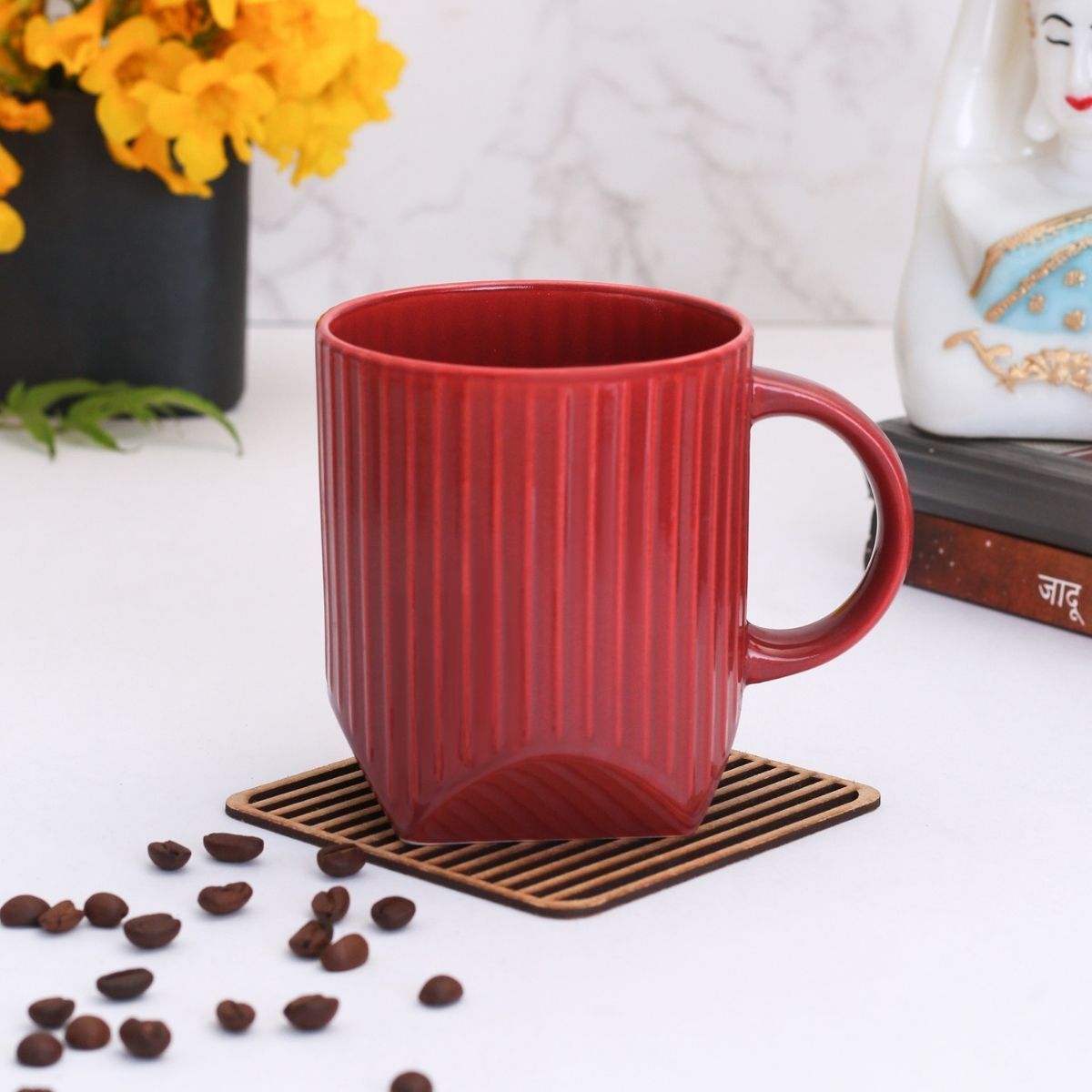 Charlie Creme Coffee & Milk Mug, 360ml, 1 Piece (CH3) - Clay Craft India