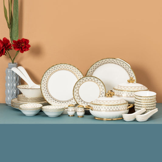 Karina Ebony Dinner Set of 40 (E624) - Clay Craft India