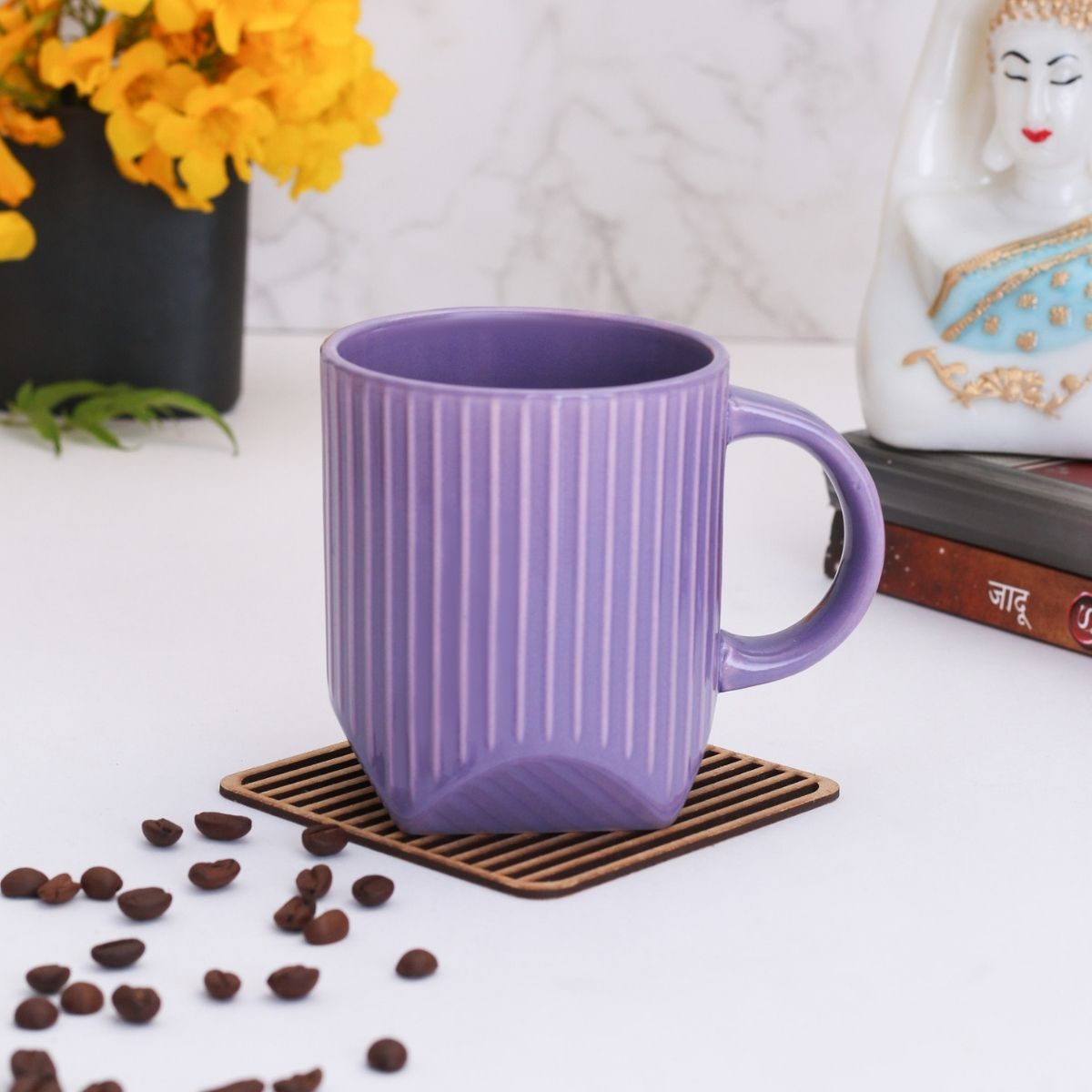 Charlie Creme Coffee & Milk Mug, 360ml, 1 Piece (CH2) - Clay Craft India