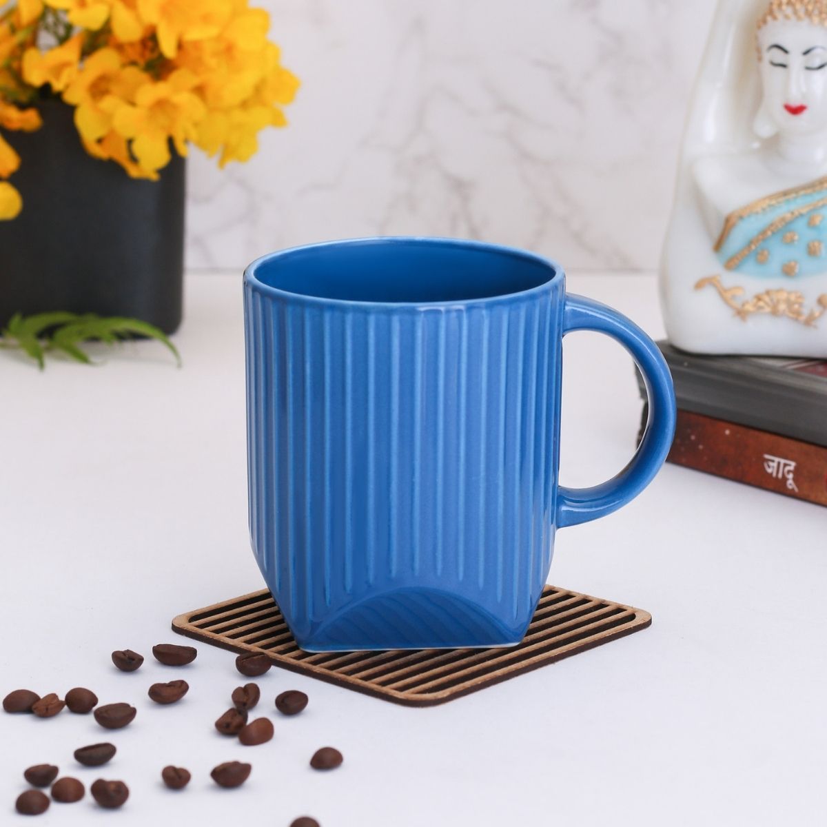 Charlie Creme Coffee & Milk Mug, 360ml, 1 Piece (CH6) - Clay Craft India