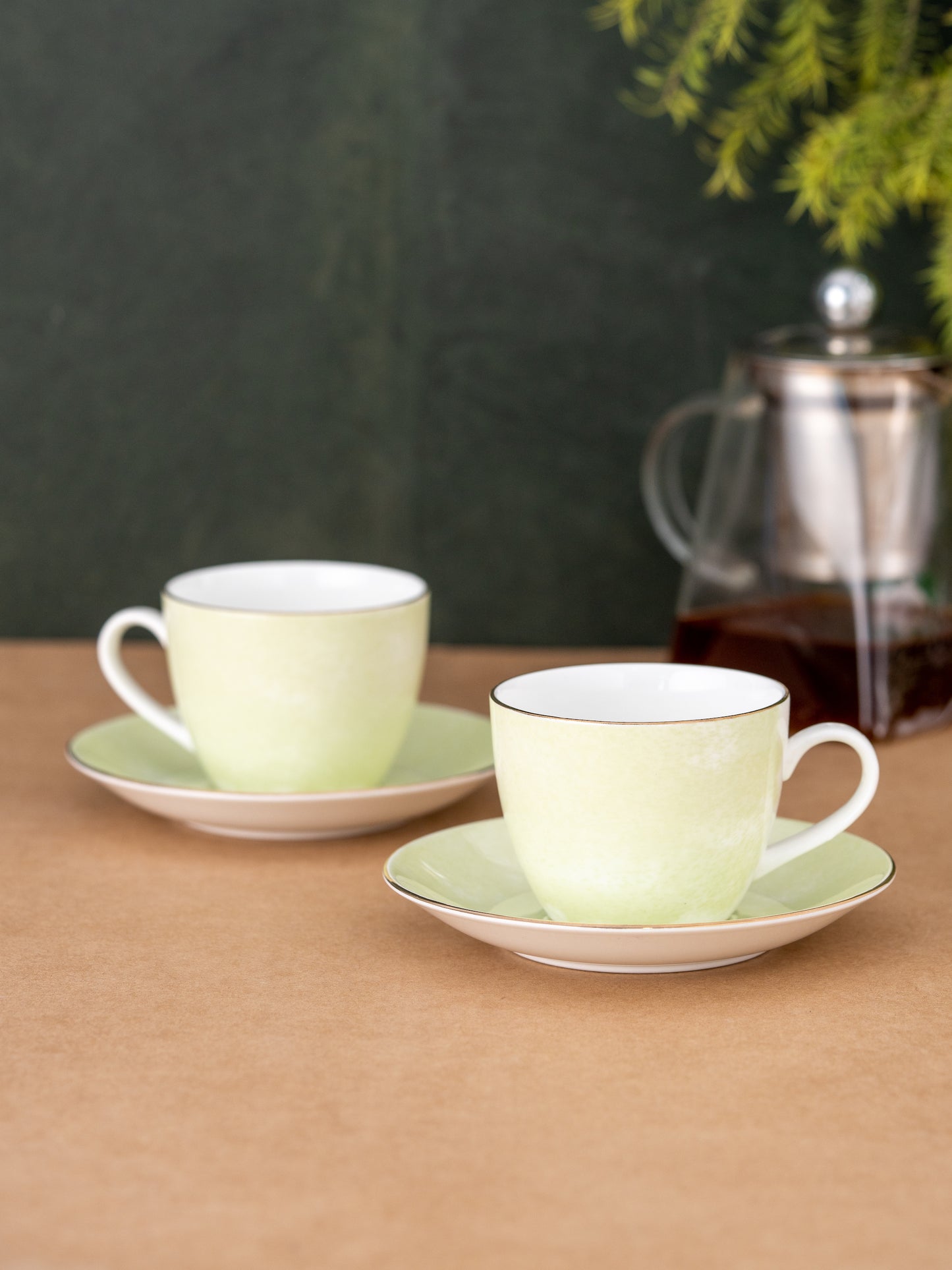 Cream Paradise Cup & Saucer, 170ml, Set of 12 (6 Cups + 6 Saucers) (P504)