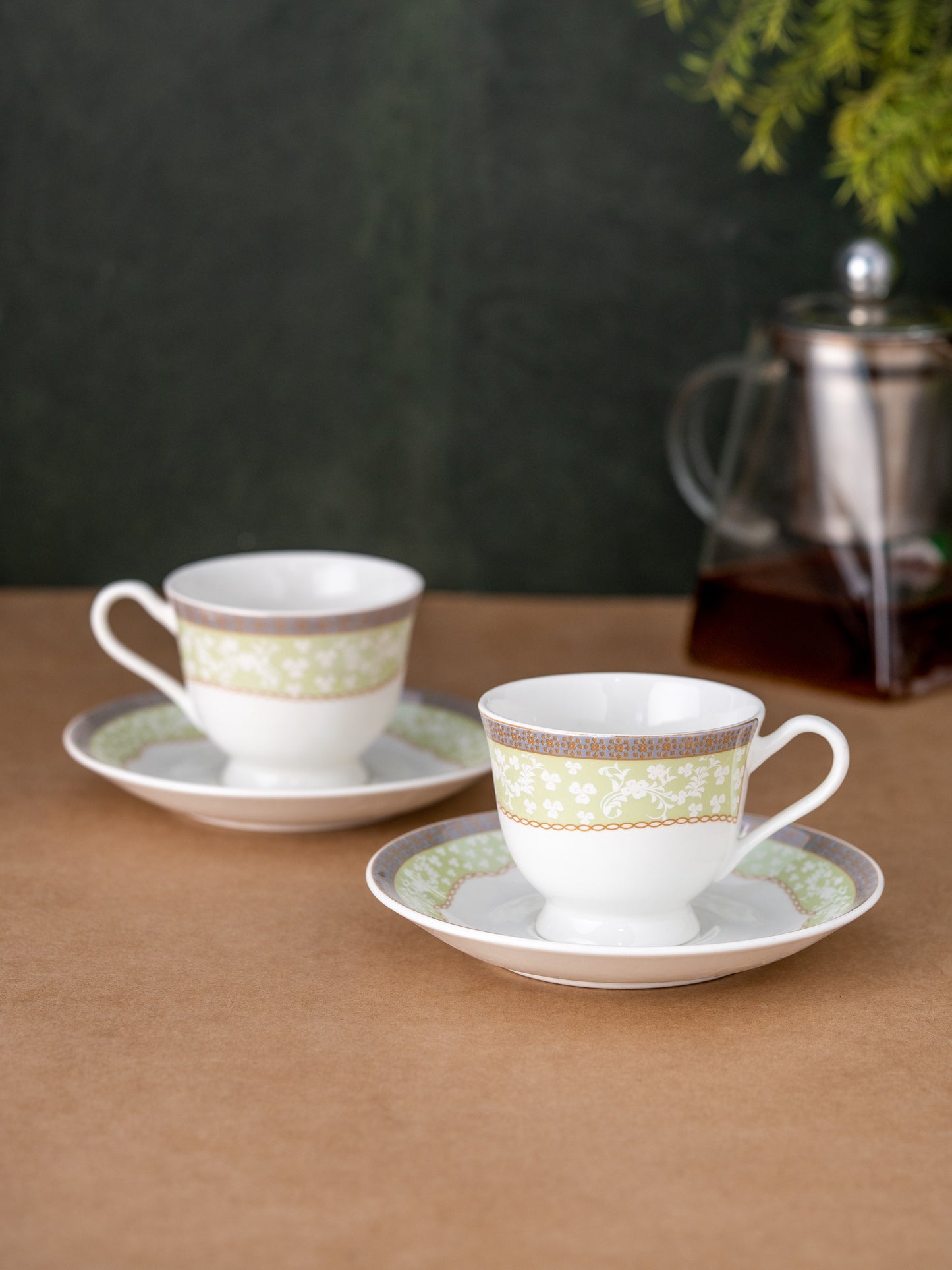 New Georgian Super Cup & Saucer, 140ml, Set of 12 (6 Cups + 6 Saucers) (S367)