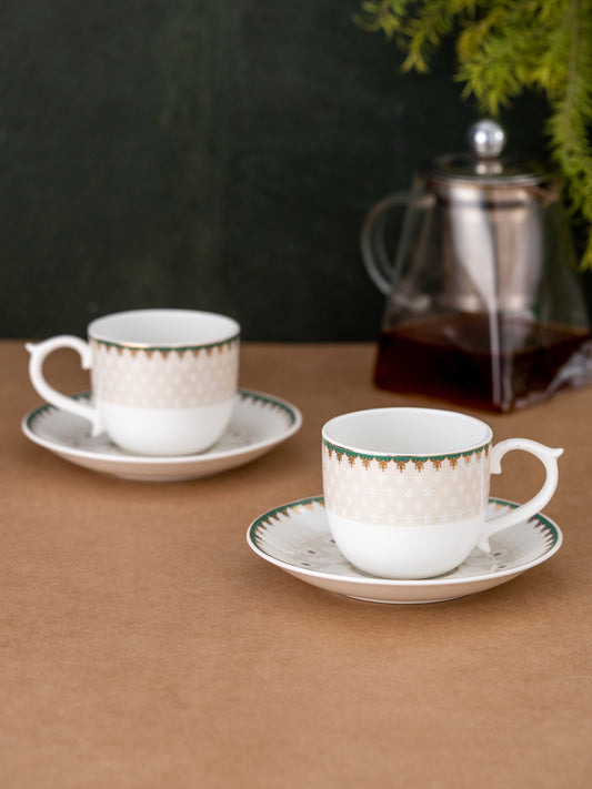 Maharani Noir Cup & Saucer, 210ml, Set of 12 (6 Cups + 6 Saucers) (401)