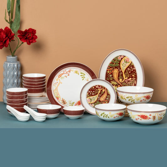 Urmi Fiesta Dinner Set of 34 (FI803) - Clay Craft India