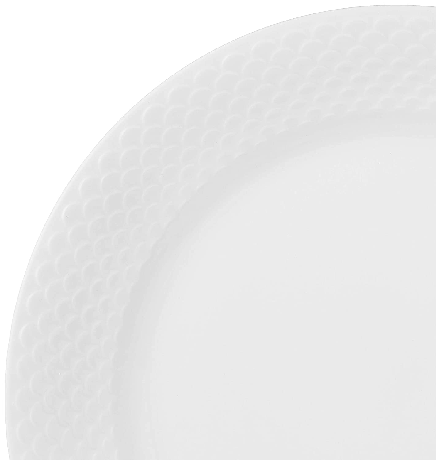 Clay Craft Basic Dinner Plate Ripple 4 Piece 10.5" Plain White