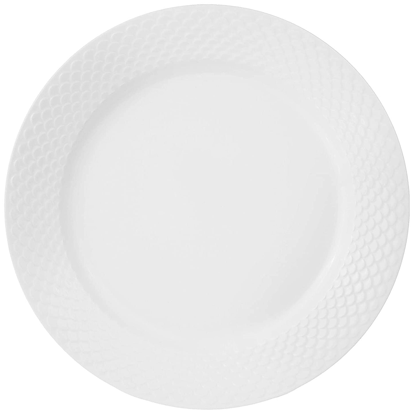 Clay Craft Basic Dinner Plate Ripple 4 Piece 10.5" Plain White