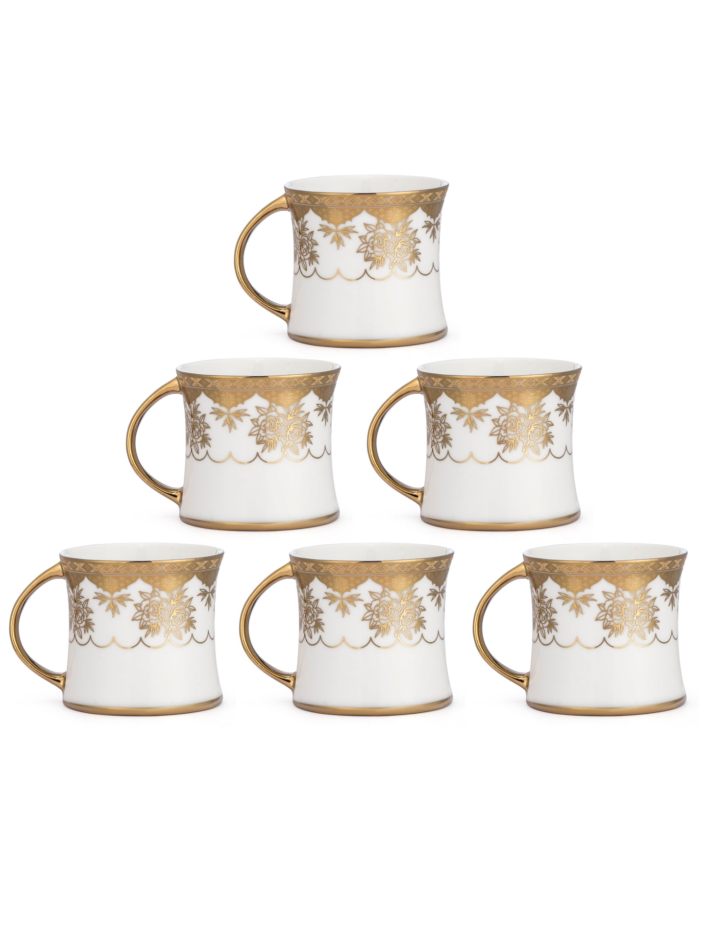 Diamond Ebony Coffee & Tea Mugs, 220ml, Set of 6 (E672)