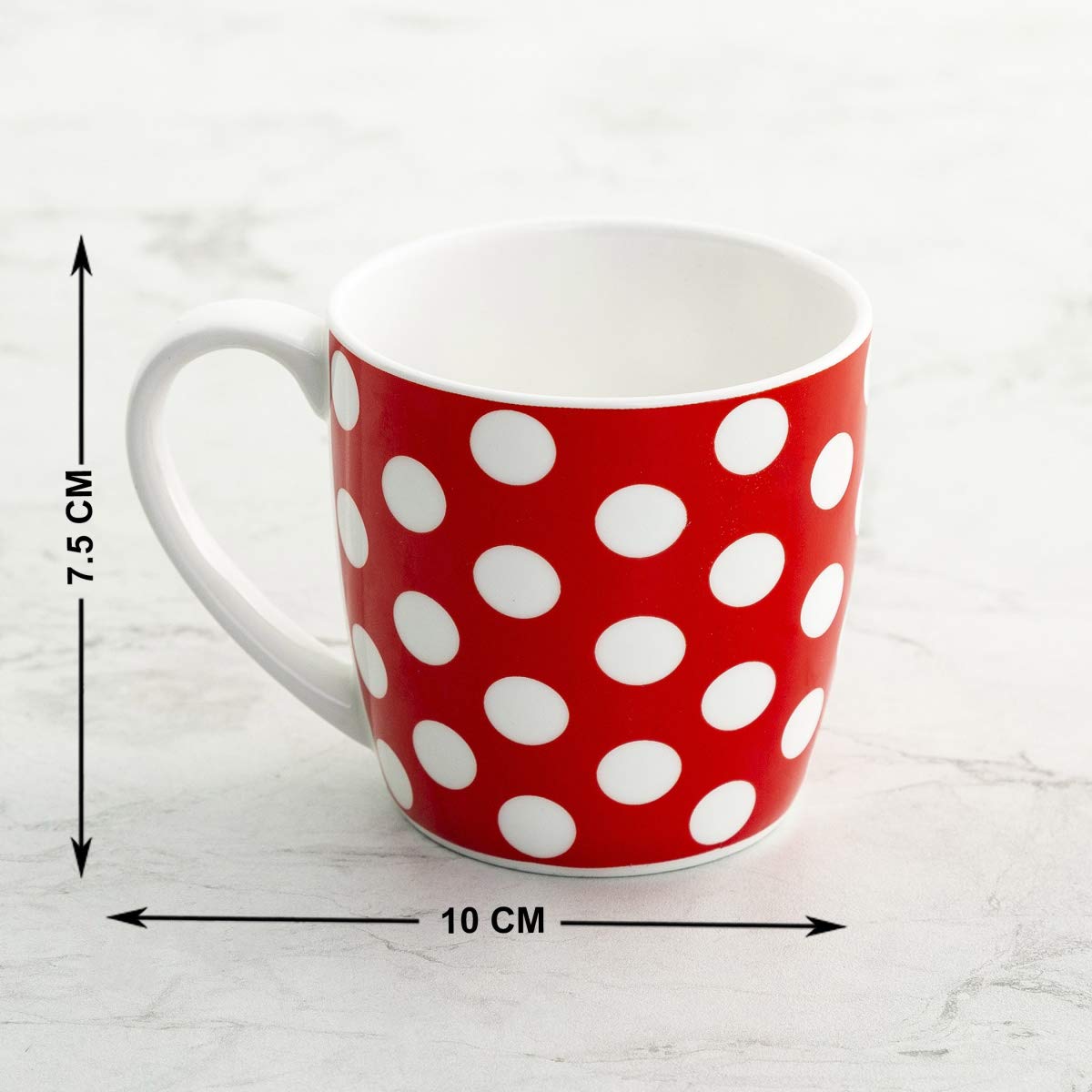 Alton Polka Coffee Mugs & Tea Cups Set, 200ml, Set of 6 (Mix)