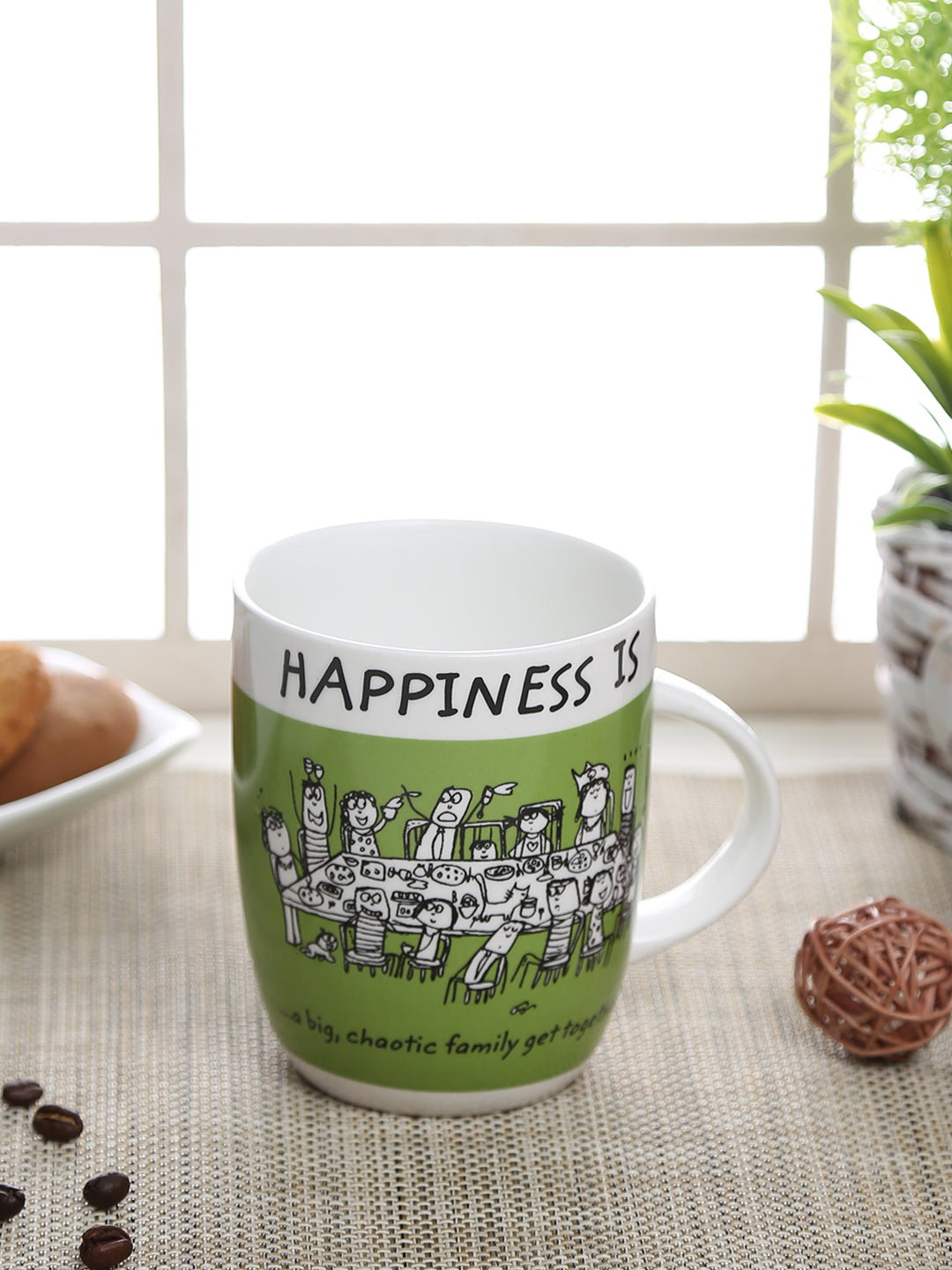 Happiness Family Get Together Coffee/ Milk Mug 340ml 1Piece - Clay Craft India