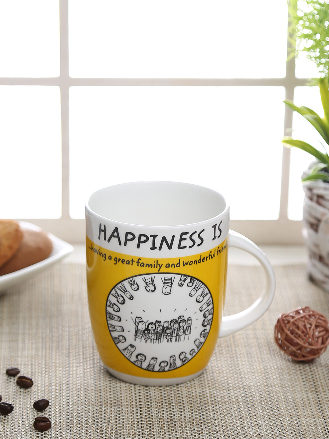 Happiness Wonderful Friends Coffee/ Milk Mug 340ml 1Piece - Clay Craft India