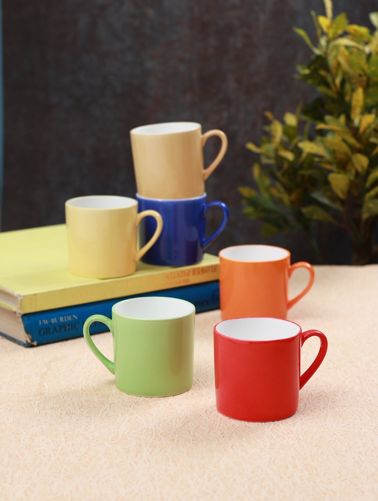 Mini Raja Multicolor Microwave Safe Coffee & Tea Mugs, 200ml, Set of 6- Clay Craft India