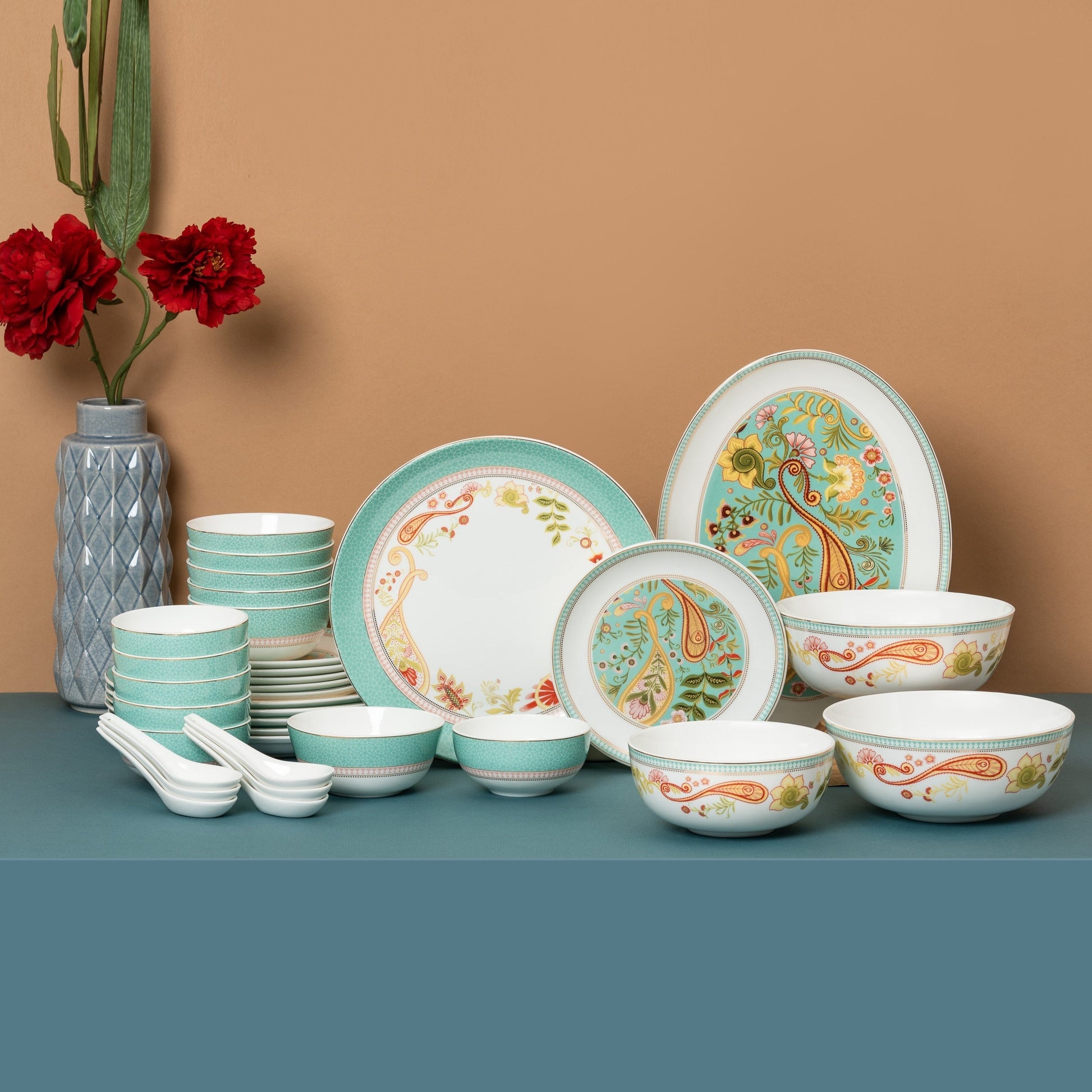 Urmi Fiesta Dinner Set of 34 (FI801) - Clay Craft India