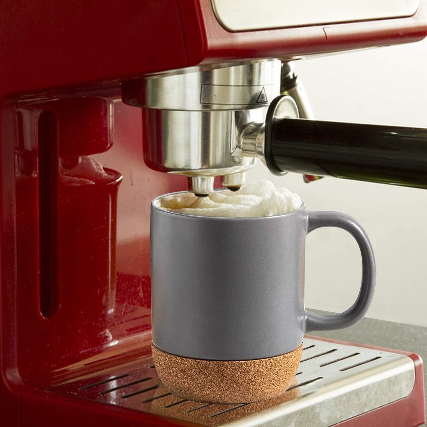JCPL Cork Base Coffee Travel Mug with Splash Proof Lid, 440ml, 1 Piece (Grey)