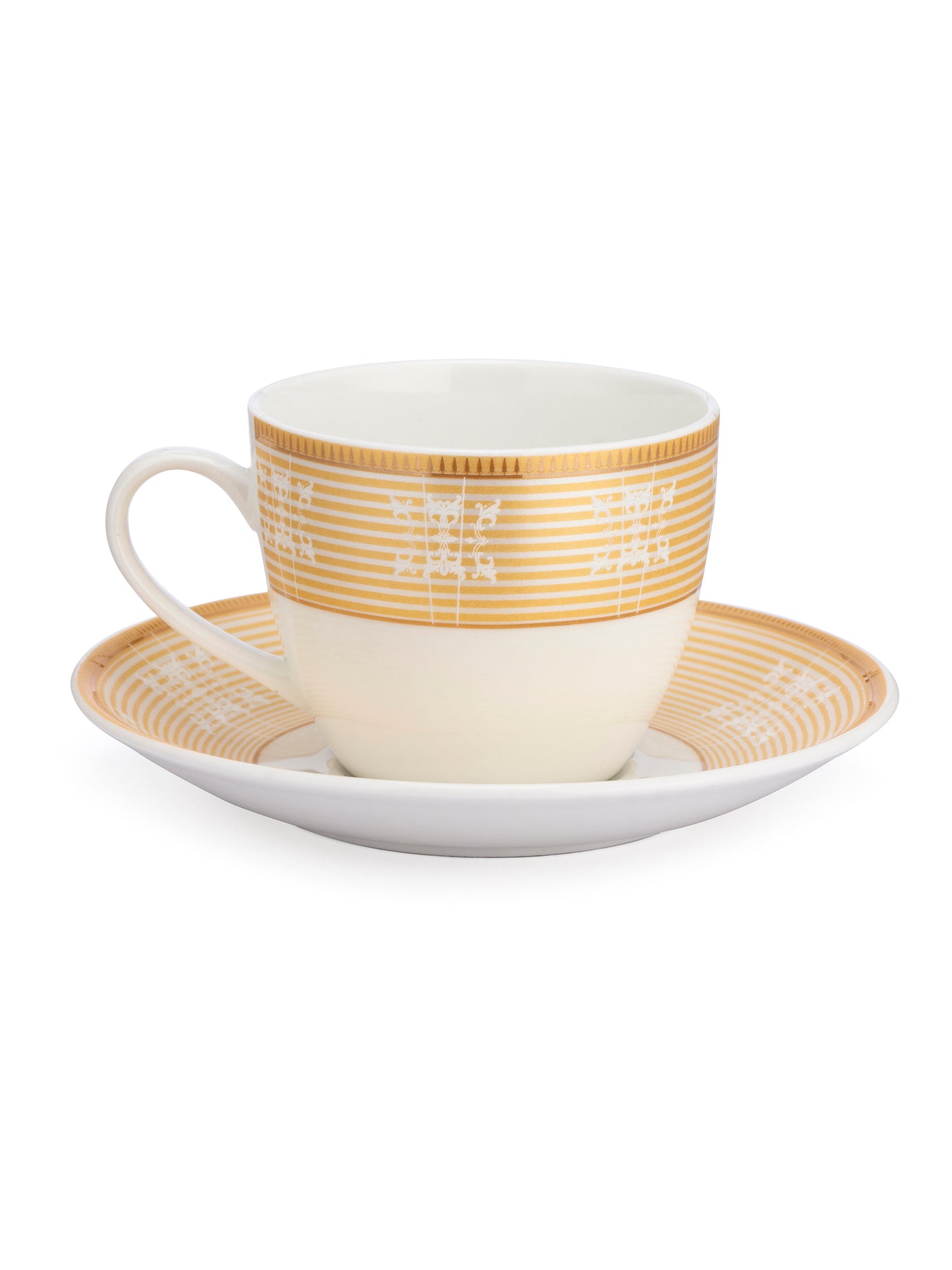 Cream Super Cup & Saucer, 170ml, Set of 12 (6 Cups + 6 Saucers) (S304)